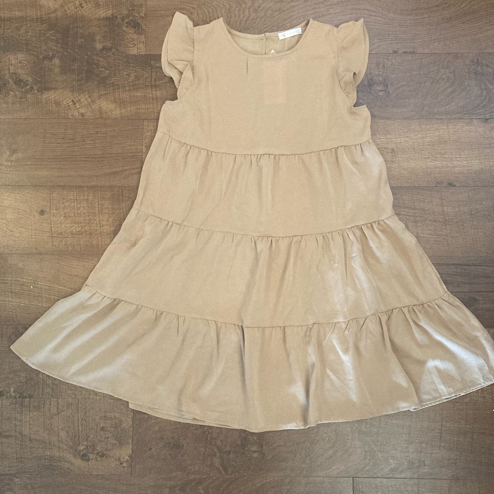 Kirundo Tiered Babydoll Dress Tan Women’s M NEW w/ Tags